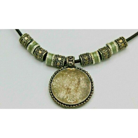 KC Necklace Silver Green Pendant Nature - Picture 7 of 8